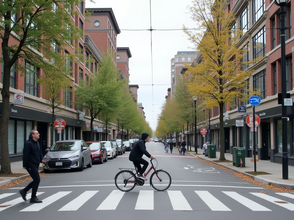 Abstract lines suggesting active travel across a city grid